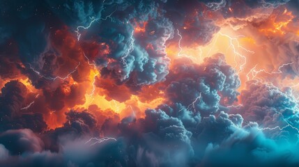 Fototapeta premium An abstract 3D illustration of a storm cloud with lightning bolts, representing the power and intensity of weather phenomena.