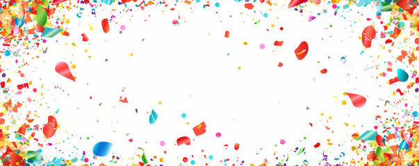 A colorful birthday card background with a confetti border and ample space in the middle for a personalized message.