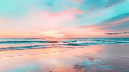 Obraz premium Peaceful Beach Sunset with Pastel Hues