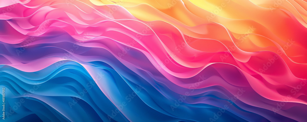 Poster a vivid backdrop with a seamless blend of bright, bold colors in a gradient pattern, creating a vibr