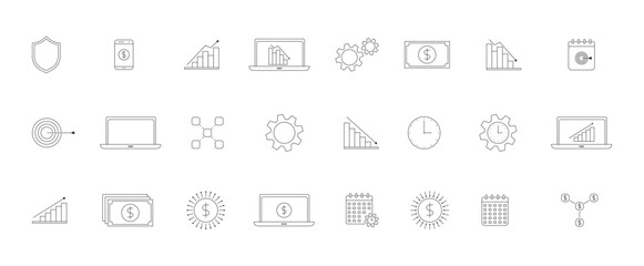 24 line art business icon for web and app uses