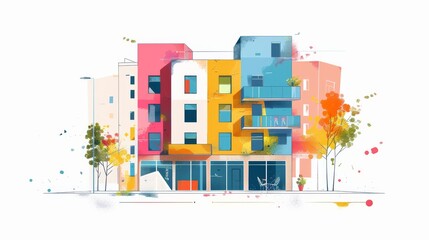 Obraz premium Vibrant Cityscape Illustration