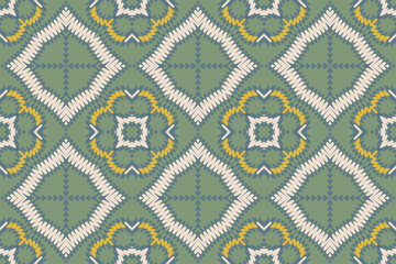 Ikat ethnic seamless pattern design. Abstract geometric Aztec fabric carpet mandala ornaments textile decorations wallpaper. Tribal boho native.