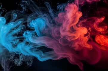Fototapeta premium Blue and red smoke. Texture. Background. Contrast. Warm and cold. Design.
