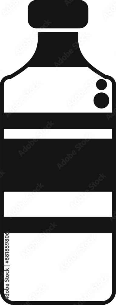 Poster simple black and white icon of a bottle with a label, suitable for concepts such as beverages and co
