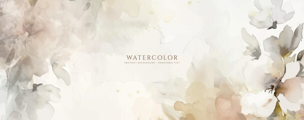 Abstract horizontal watercolor background. Neutral light colored empty space background illustration
