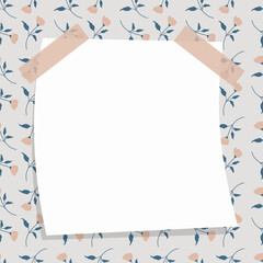 Cute kawaii banner memo pad and poster with floral pattern background