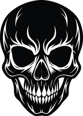 Skull Black and White Vector illustration, Skull Minimalist and Simple Silhouette Vector, Skull icon, tattoo, human, pirate