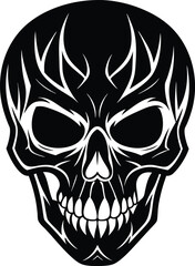 Skull Black and White Vector illustration, Skull Minimalist and Simple Silhouette Vector, Skull icon, tattoo, human, pirate