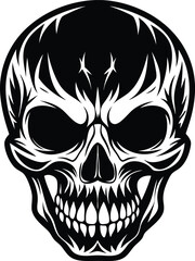 Skull Black and White Vector illustration, Skull Minimalist and Simple Silhouette Vector, Skull icon, tattoo, human, pirate