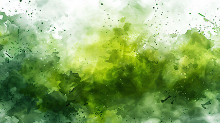 Splashing watercolor background, gradient of green