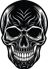 Skull Black and White Vector illustration, Skull Minimalist and Simple Silhouette Vector, Skull icon, tattoo, human, pirate