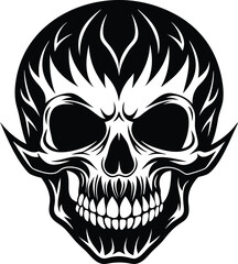 Skull Black and White Vector illustration, Skull Minimalist and Simple Silhouette Vector, Skull icon, tattoo, human, pirate