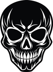Skull Black and White Vector illustration, Skull Minimalist and Simple Silhouette Vector, Skull icon, tattoo, human, pirate