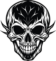Skull Black and White Vector illustration, Skull Minimalist and Simple Silhouette Vector, Skull icon, tattoo, human, pirate