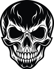 Skull Black and White Vector illustration, Skull Minimalist and Simple Silhouette Vector, Skull icon, tattoo, human, pirate