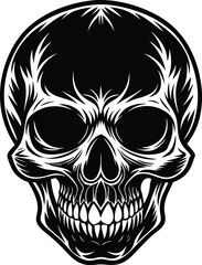 Skull Black and White Vector illustration, Skull Minimalist and Simple Silhouette Vector, Skull icon, tattoo, human, pirate