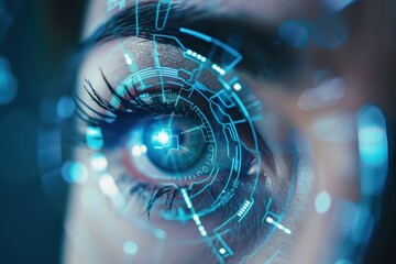 AI-assisted eyesight check, modern technology enhancing vision tests in a clinical setting.