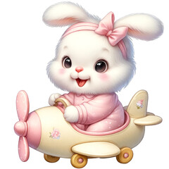 Cute bunny on plane 