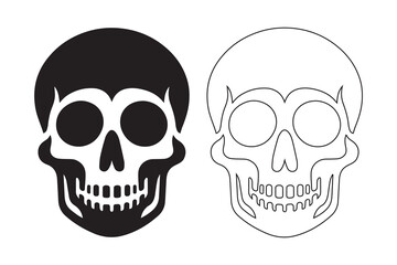 Death skull or human skull Death danger or poison symbol and silhouette