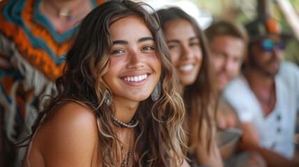 Obraz premium Friends, smiling and chatting, enjoy a lively garden party together