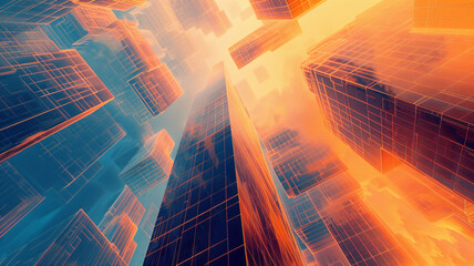 Futuristic grid-like structures in a minimalist composition.