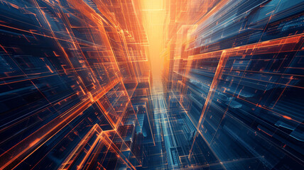 Fototapeta premium Futuristic grid-like structures in a minimalist composition.