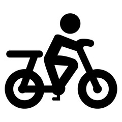 Black and White Cyclist Icon - Cycling Activity