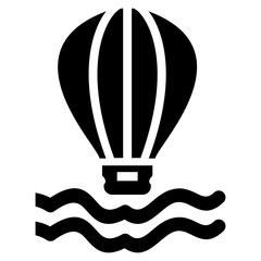 Black and White Hot Air Balloon Icon - Air Travel