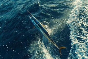Obraz premium Marlin Leaping from the Ocean Depths