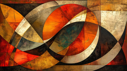 Intricate Dance of Colors and Shapes in an Abstract Geometric Design