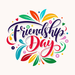 friendship-day color typography vector design