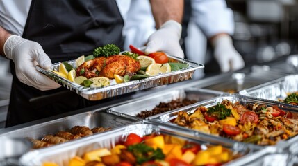 Fototapeta premium Catering Service: Dedicated to excellence in food and beverage catering, crafting personalized menus for events, parties, and corporate functions. 