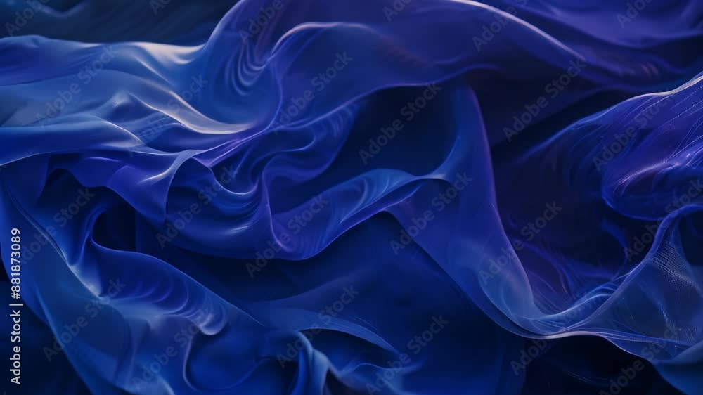 Poster detailed view of midnight and cobalt fabric with elegant, wavy lines, layers of midnight and cobalt 