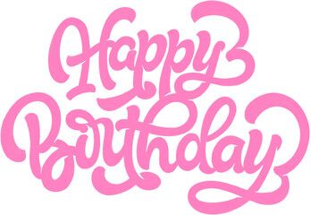 Happy Birthday – whimsical handwritten typography in pink, perfect for greeting cards and banners