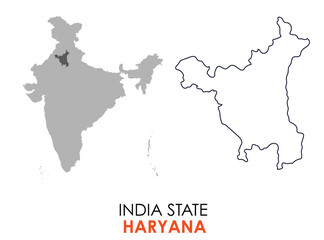 Haryana map of Indian state. Haryana map vector illustration. Haryana vector map on white background.