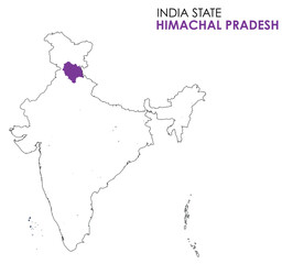 Himachal Pradesh map of Indian state. Himachal Pradesh map vector illustration. Himachal Pradesh vector map on white background.