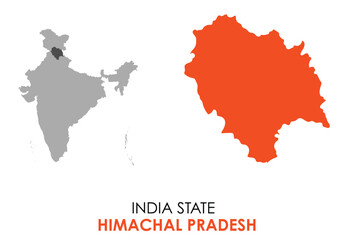 Himachal Pradesh map of Indian state. Himachal Pradesh map vector illustration. Himachal Pradesh vector map on white background.