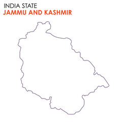 Jammu and kashmir map of Indian state. Jammu and kashmir map vector illustration. Jammu and kashmir vector map on white background.