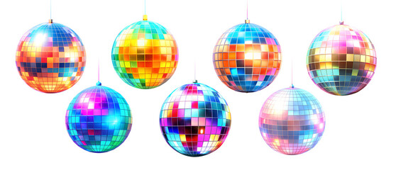 Holographic numbers 0-9, age, beautiful rainbow overflow, cloud decor, isolated on a transparent background. Ideal for birthdays, cards, and invitations