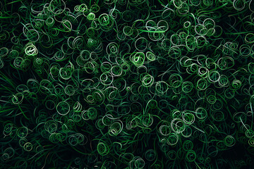 Circles texture pattern background.  green abstract 3D background with rounds, textured geometric backdrop. Geometric shapes overlap creating harmonious abstract composition. 