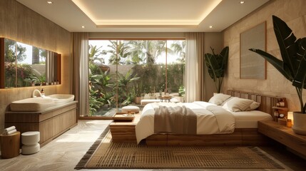 Fototapeta premium Spa and Wellness Center: Provides comprehensive health and beauty treatments, including massages, facials, body therapies, and relaxation services, promoting wellness and serenity. 
