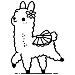 Cute Llama Silhouette Vector Illustration with Sunglasses, Adorable Llama Vector Collection with Fun and Playful Designs, Whimsical Llama Silhouette Set in Black Outline for Festive Designs