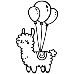 Cute Llama Silhouette Vector Illustration with Sunglasses, Adorable Llama Vector Collection with Fun and Playful Designs, Whimsical Llama Silhouette Set in Black Outline for Festive Designs