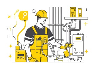 Electrical engineer, flat design illustration.