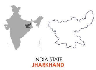 Jharkhand map of Indian state. Jharkhand map vector illustration. Jharkhand vector map on white background.
