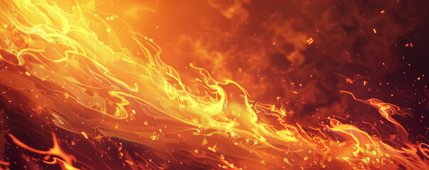 Obraz premium A fiery background with a roaring bonfire, flames leaping high into the air and casting a warm, golden glow.