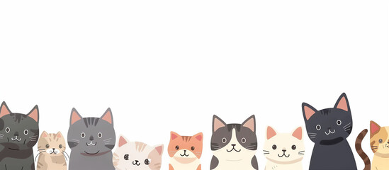 white background illustration with world cat day festival cute cats, for banner design, Ai generated Images