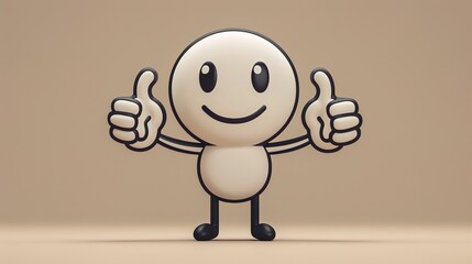 Concept of a happy day, stick figure showing thumbs up-wallpaper background for presentations with copy space