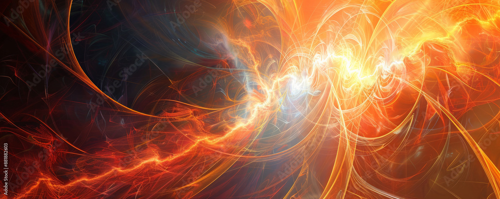Poster an abstract energy background showcasing swirling vortexes of light and dynamic patterns, creating a